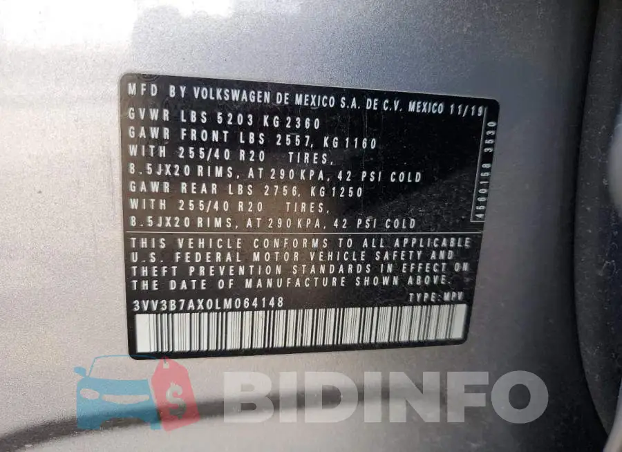 3VV3B7AX0LM064148 Photo# 13