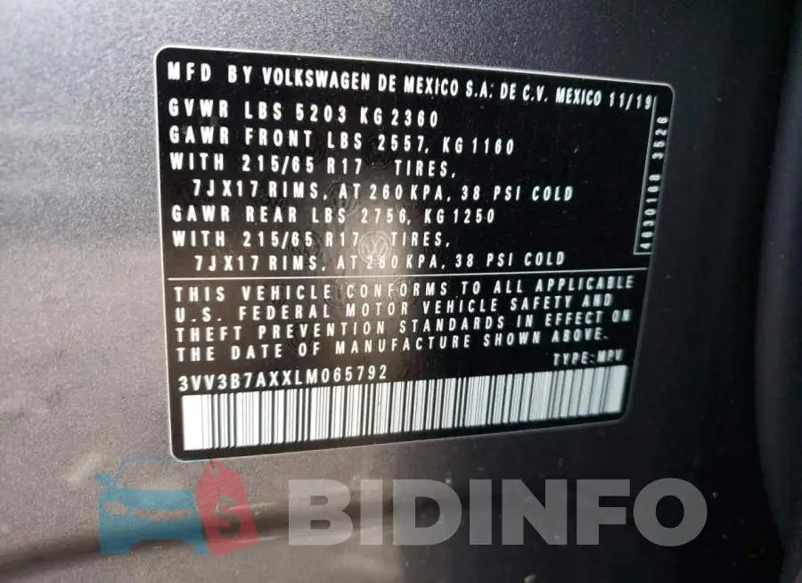 3VV3B7AXXLM065792 Photo# 12
