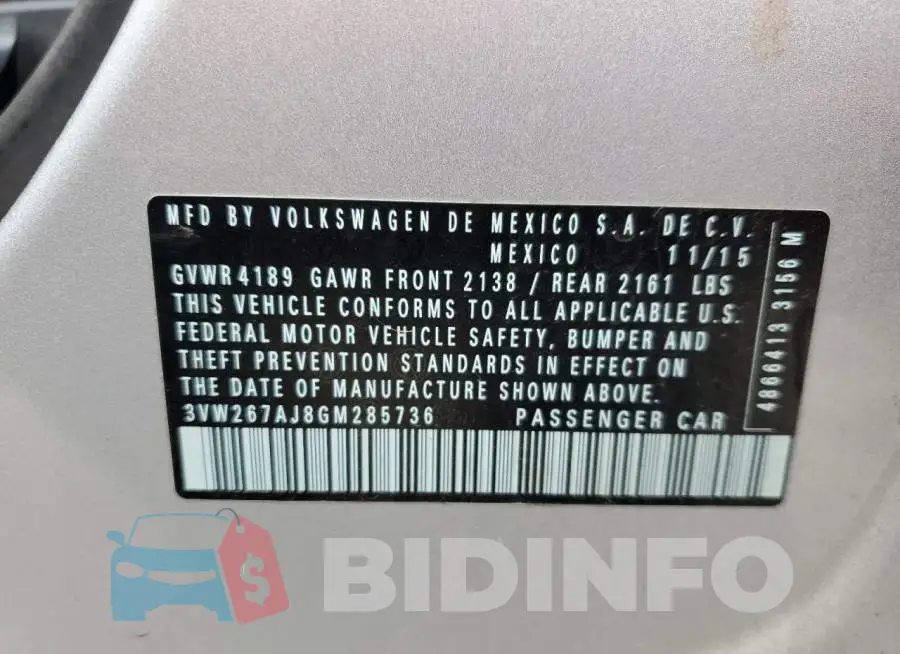 3VW267AJ8GM285736 Photo# 12