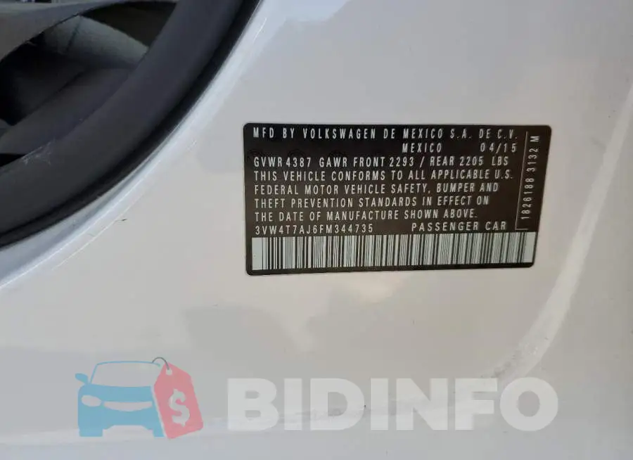 3VW4T7AJ6FM344735 Photo# 12