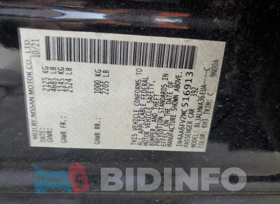 1N4AA6FV2MC516913 Photo# 12