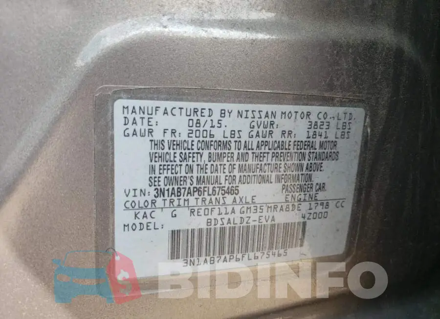 3N1AB7AP6FL675465 Photo# 12