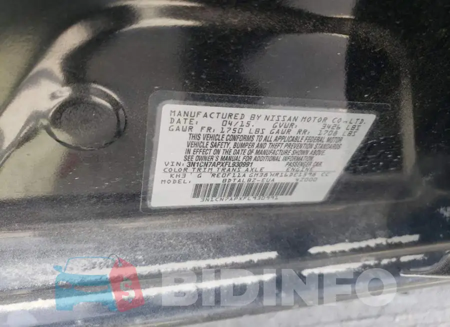 3N1CN7APXFL930991 Photo# 12