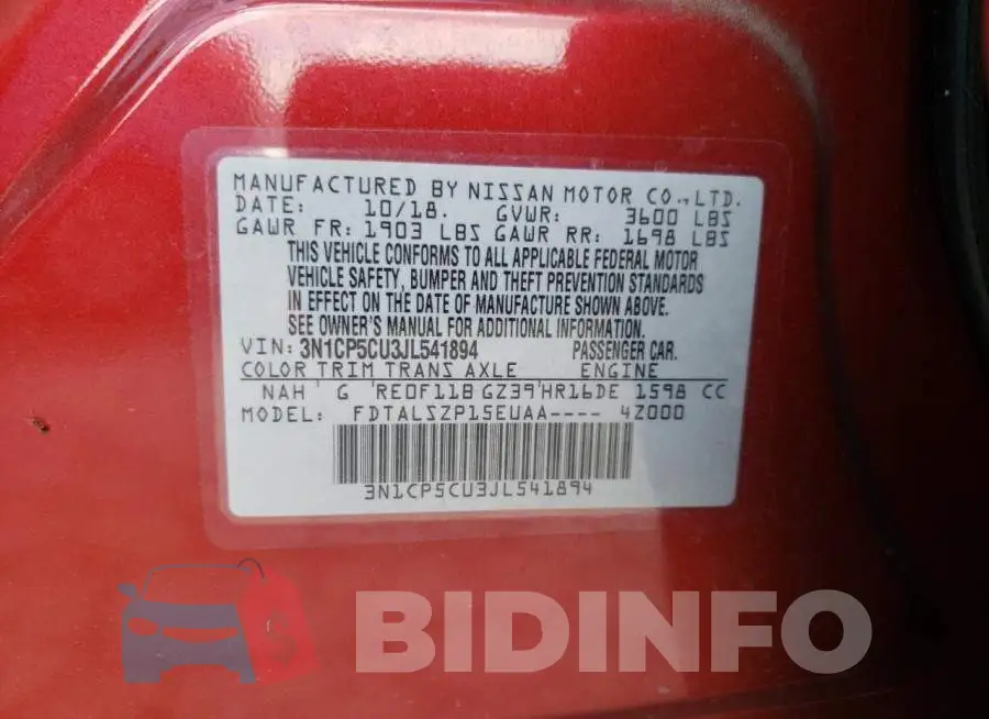 3N1CP5CU3JL541894 Photo# 13