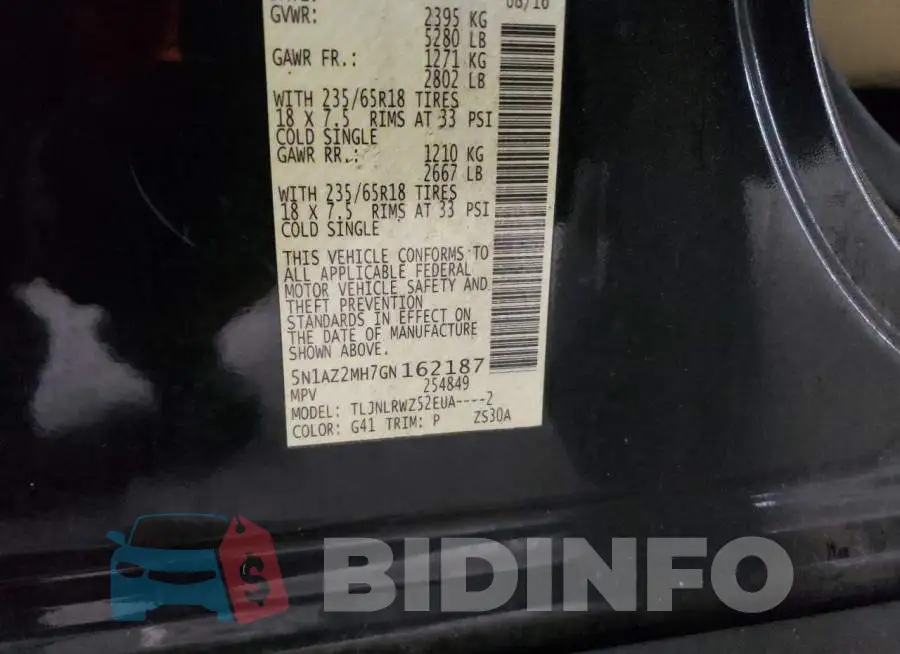 5N1AZ2MH7GN162187 Photo# 14