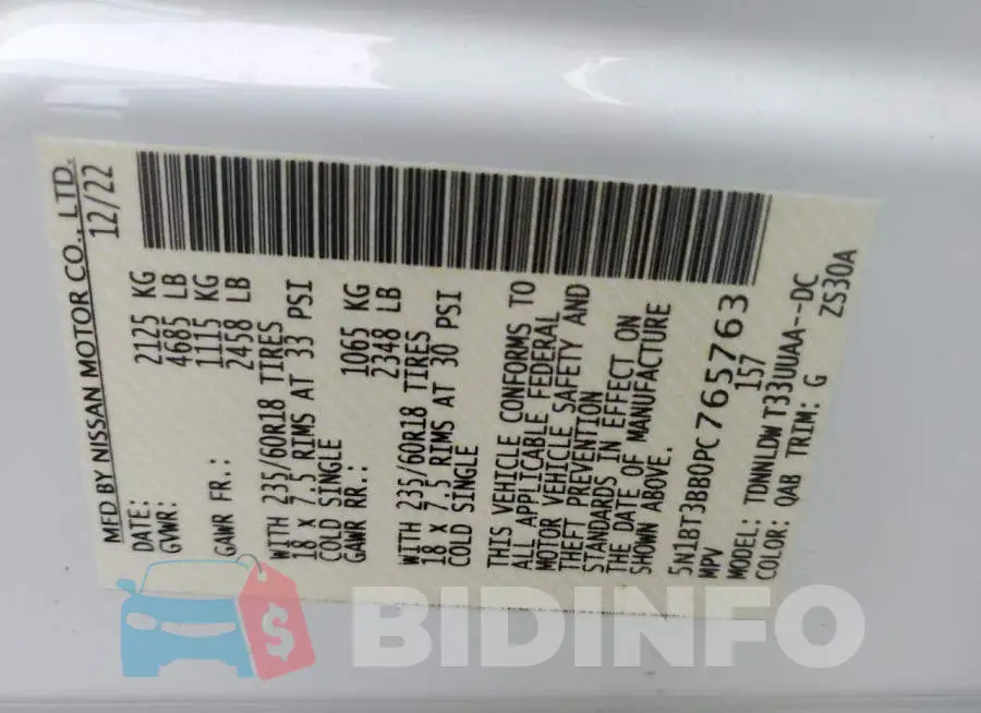 5N1BT3BB0PC765763 Photo# 12