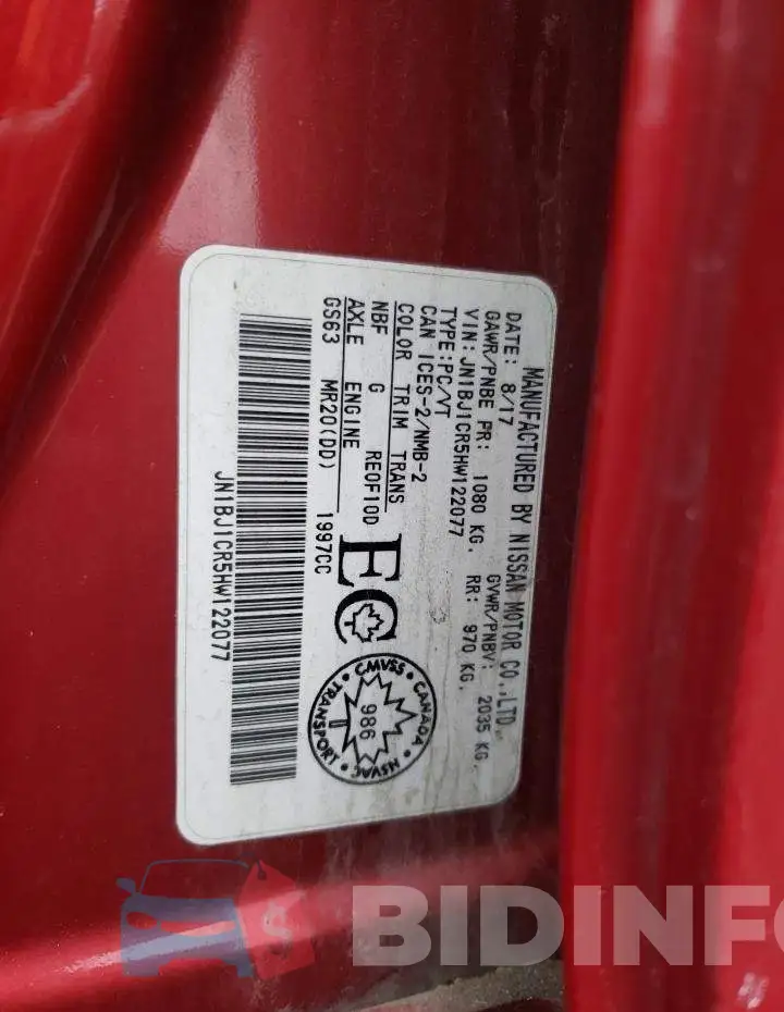 JN1BJ1CR5HW122077 Photo# 14