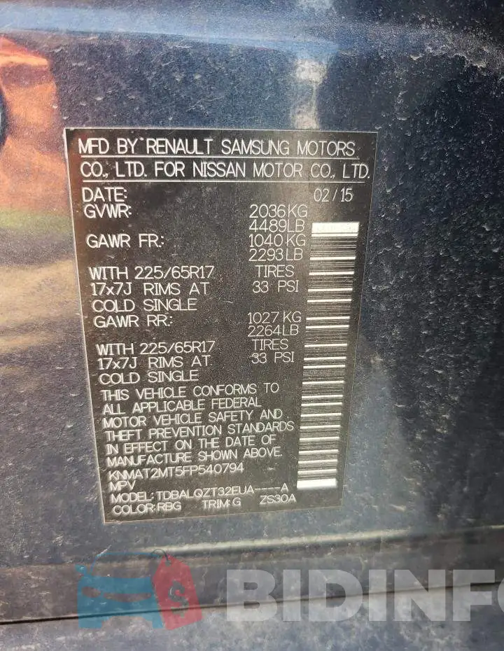 KNMAT2MT5FP540794 Photo# 13