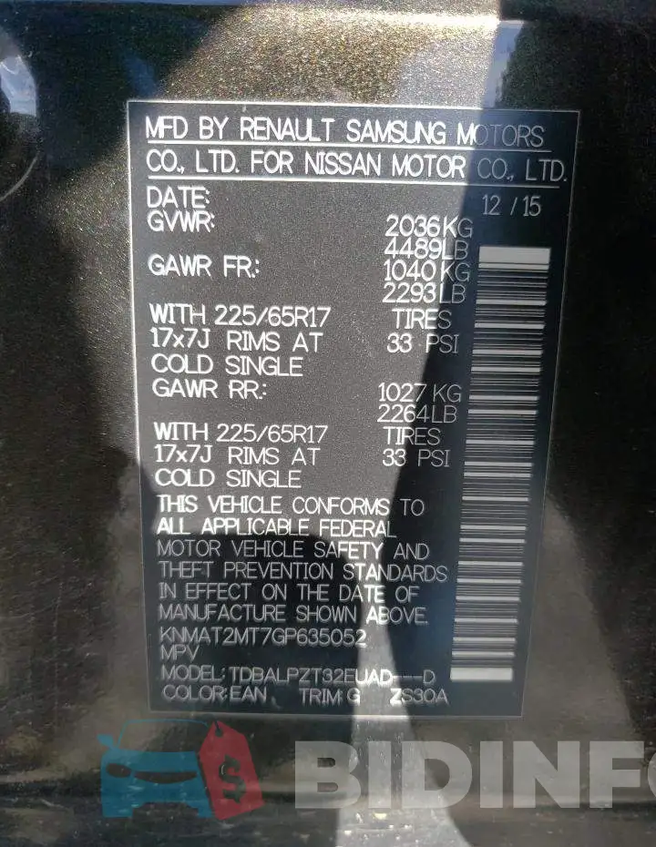 KNMAT2MT7GP635052 Photo# 12