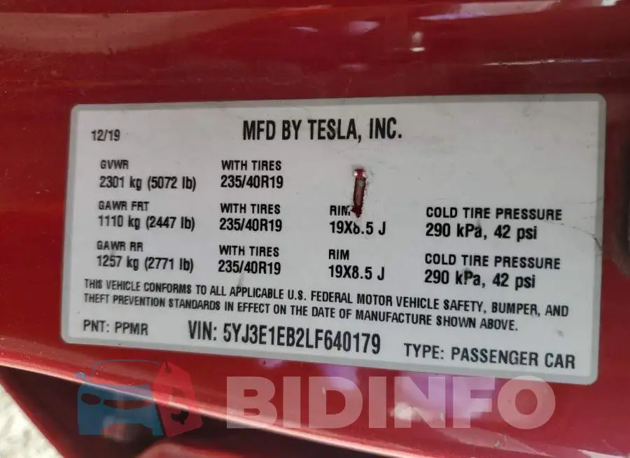 5YJ3E1EB2LF640179 Photo# 12