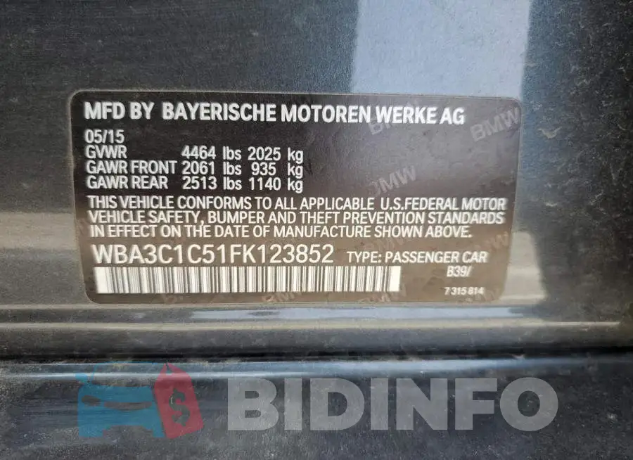 WBA3C1C51FK123852 Photo# 12