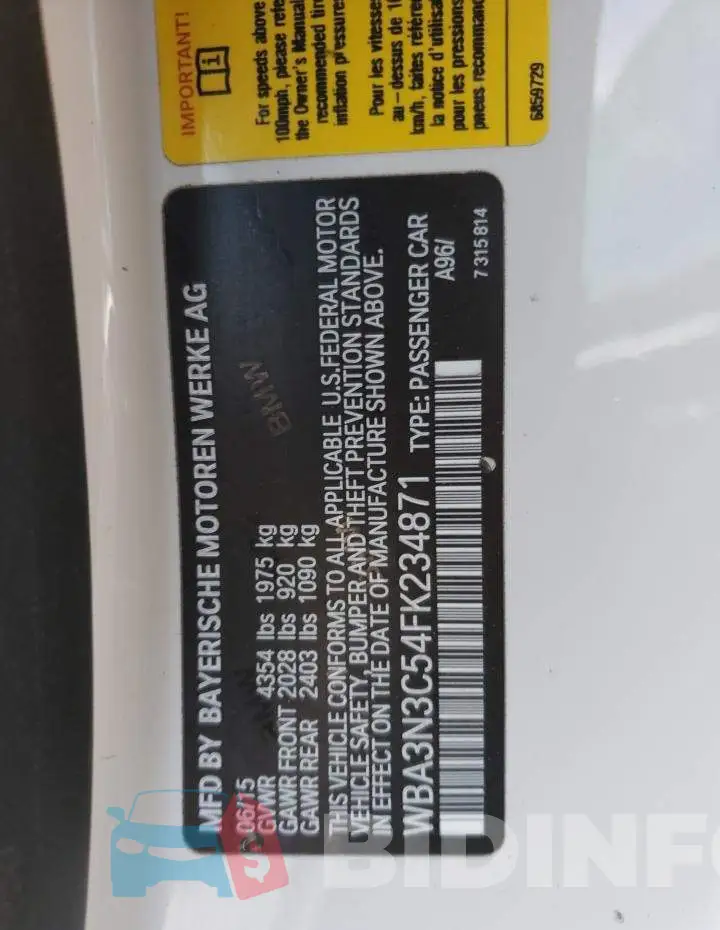 WBA3N3C54FK234871 Photo# 12
