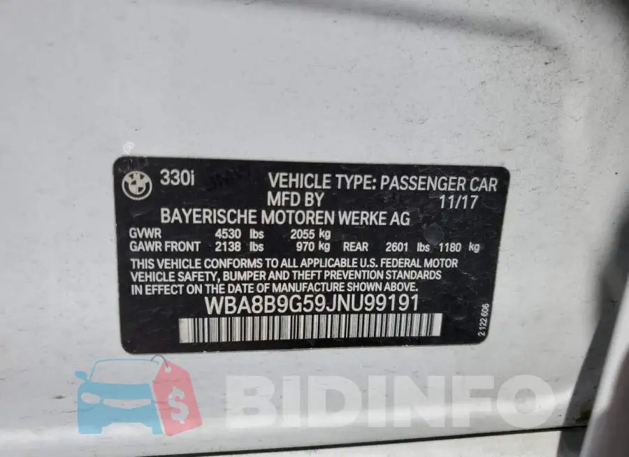 WBA8B9G59JNU99191 Photo# 12