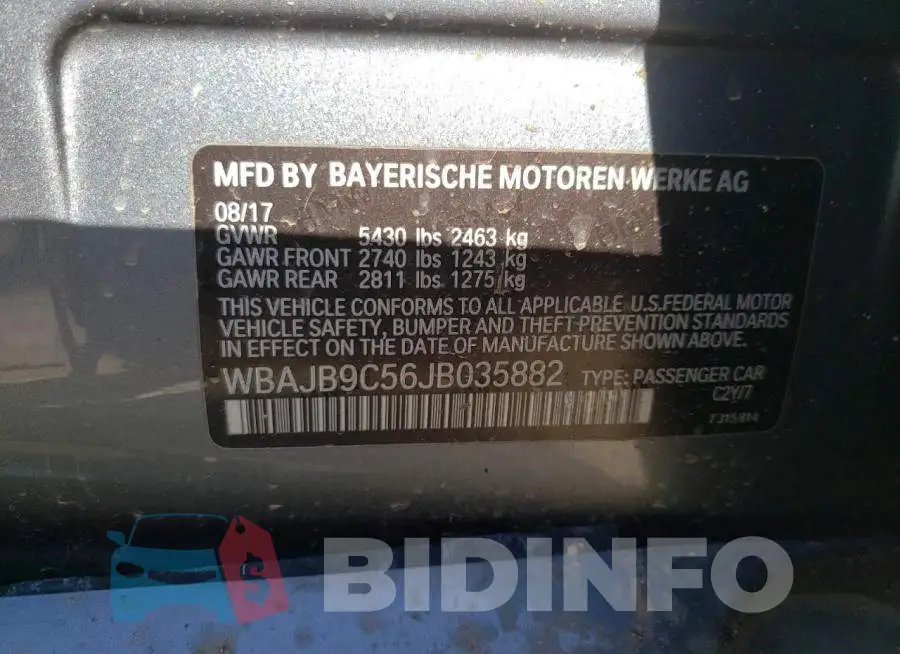 WBAJB9C56JB035882 Photo# 13