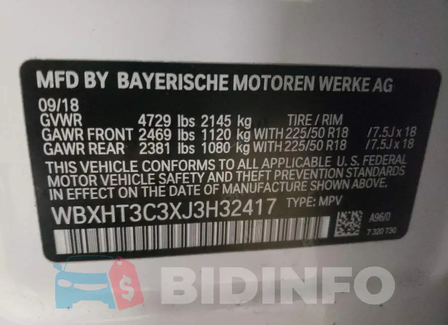WBXHT3C3XJ3H32417 Photo# 13