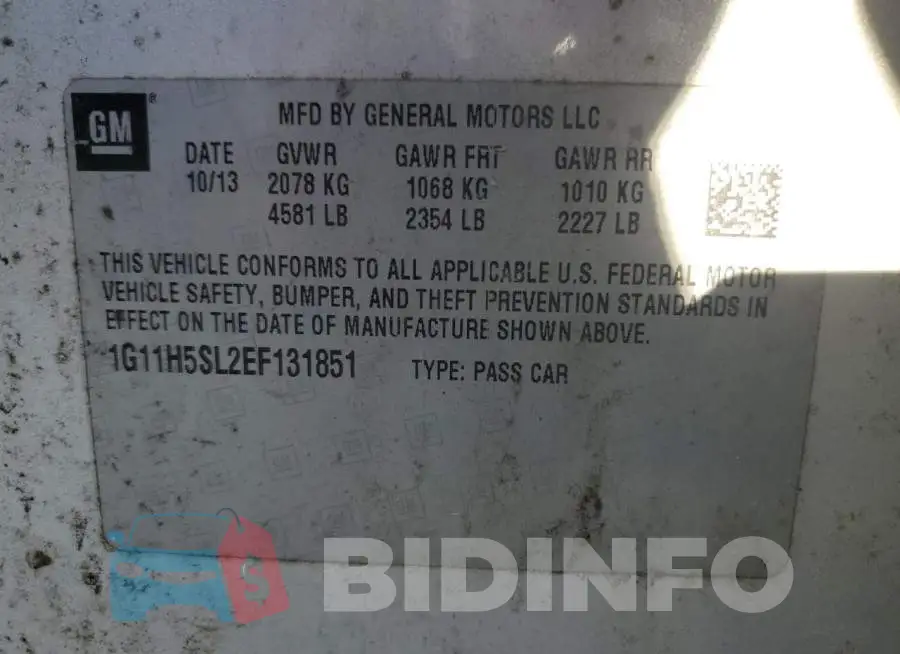 1G11H5SL2EF131851 Photo# 12