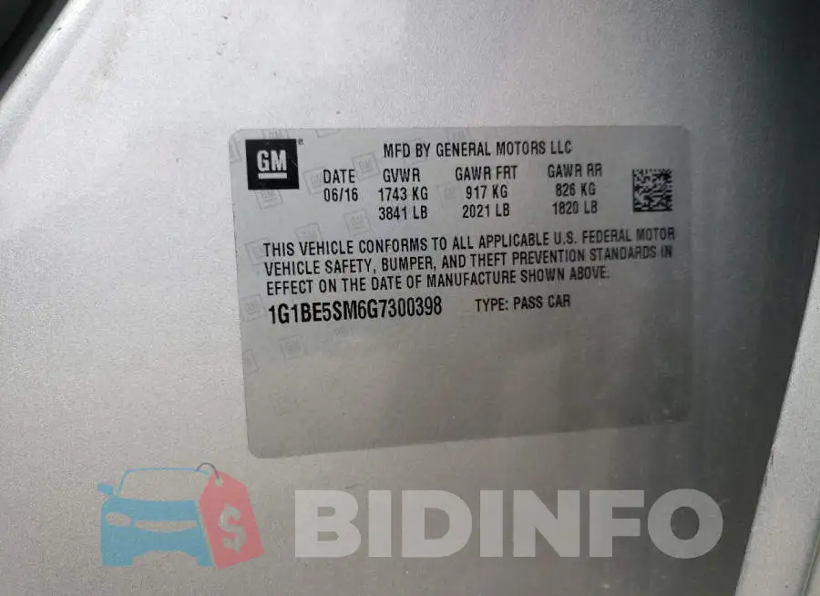 1G1BE5SM6G7300398 Photo# 13