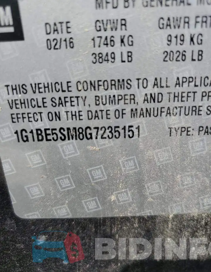 1G1BE5SM8G7235151 Photo# 13