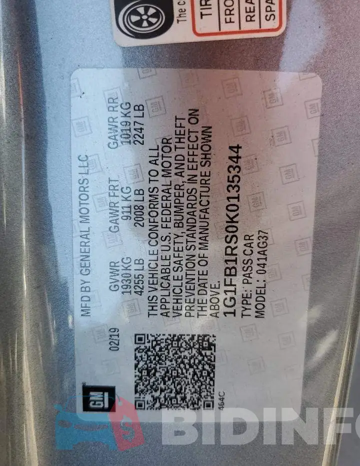 1G1FB1RS0K0135344 Photo# 12