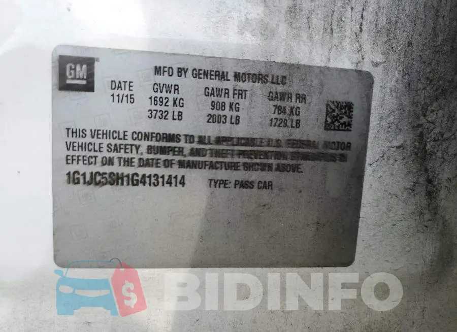 1G1JC5SH1G4131414 Photo# 12