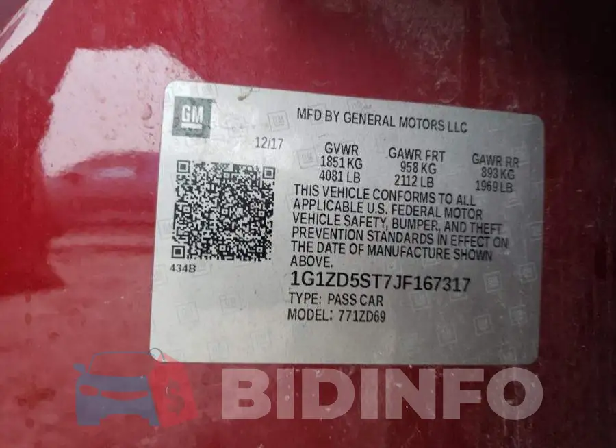 1G1ZD5ST7JF167317 Photo# 12