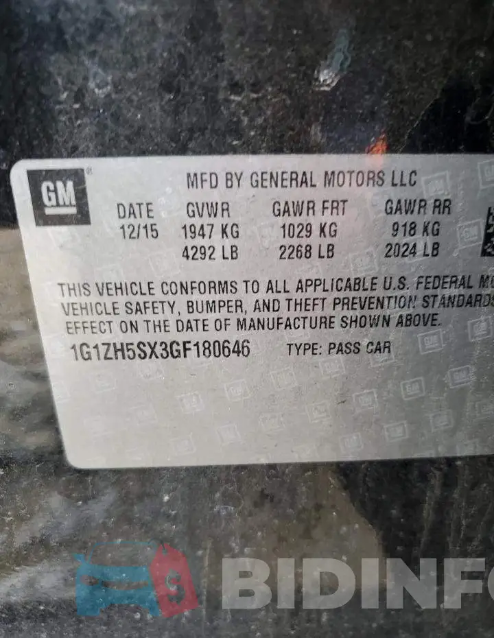 1G1ZH5SX3GF180646 Photo# 12