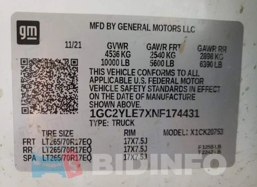 1GC2YLE7XNF174431 Photo# 12