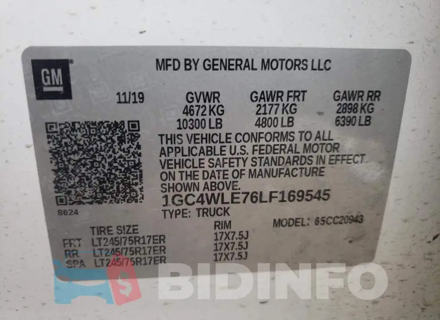 1GC4WLE76LF169545 Photo# 12