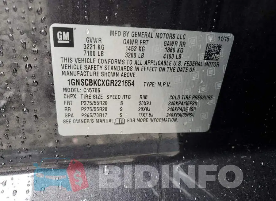 1GNSCBKCXGR221654 Photo# 13