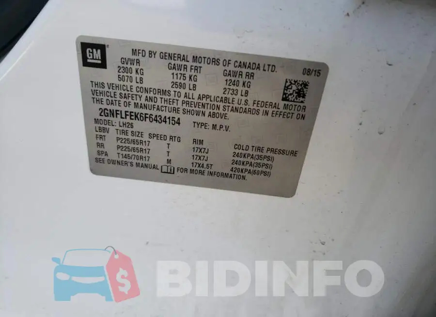 2GNFLFEK6F6434154 Photo# 13