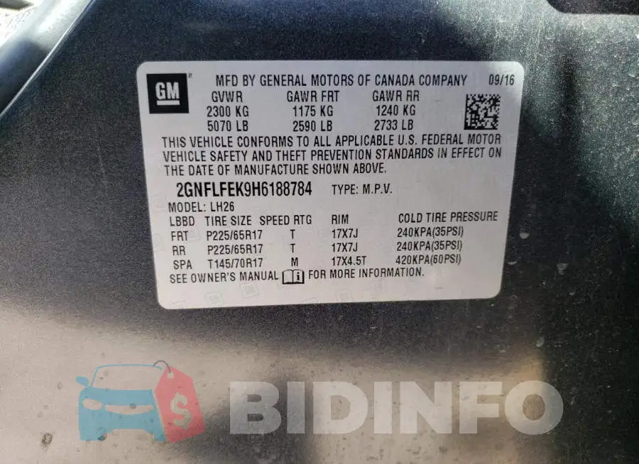 2GNFLFEK9H6188784 Photo# 13