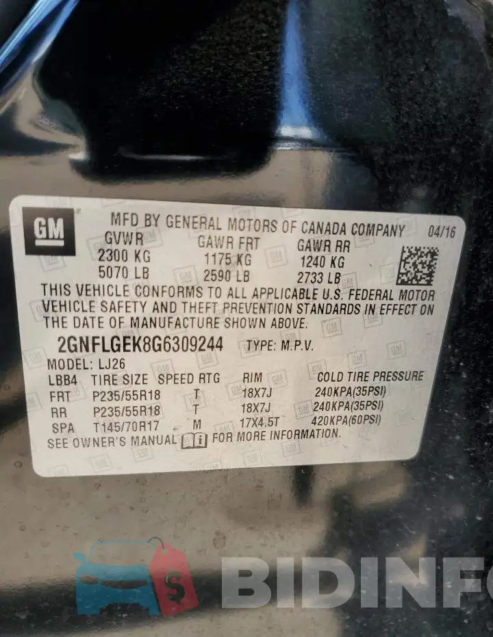 2GNFLGEK8G6309244 Photo# 12