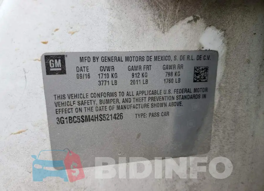 3G1BC5SM4HS521426 Photo# 12