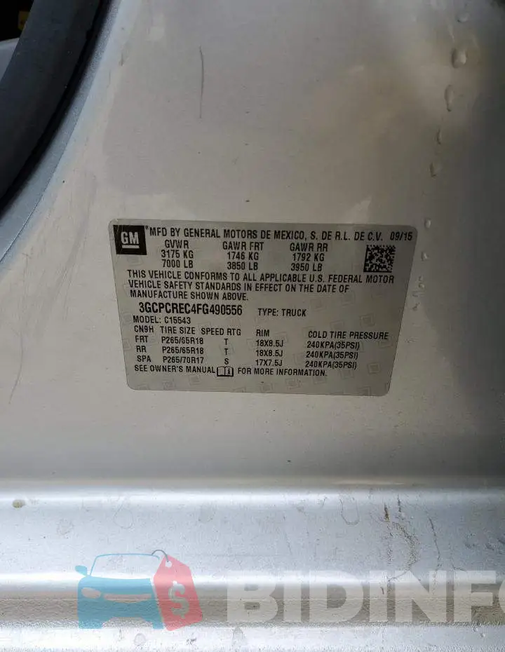 3GCPCREC4FG490556 Photo# 12