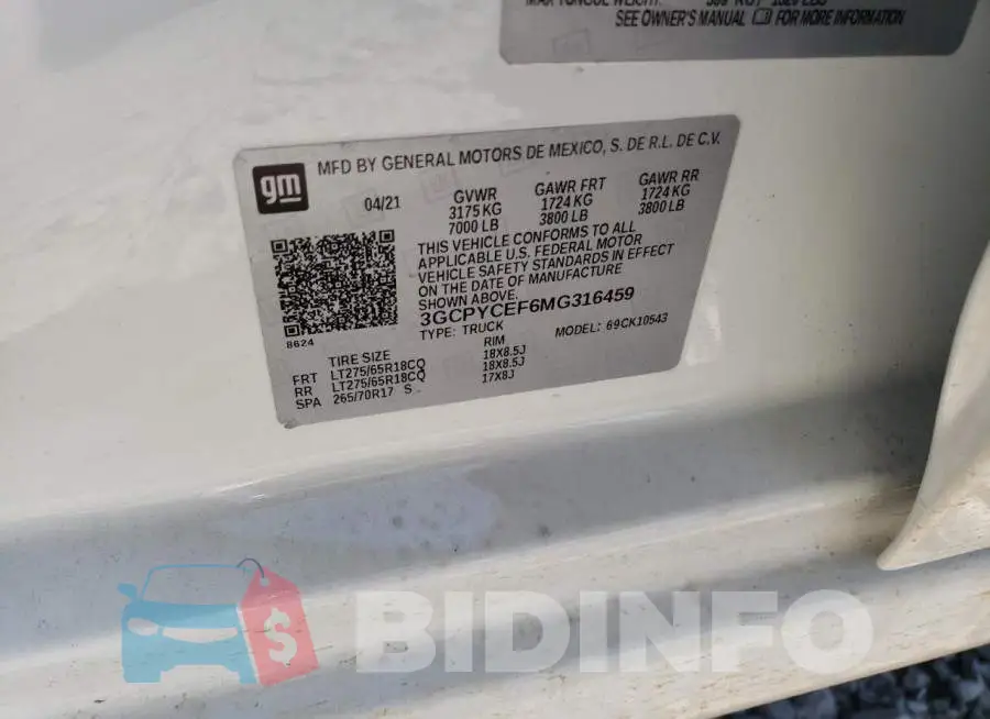 3GCPYCEF6MG316459 Photo# 12