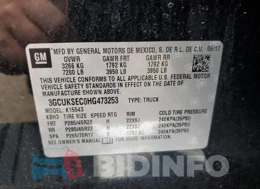 3GCUKSEC0HG473253 Photo# 12