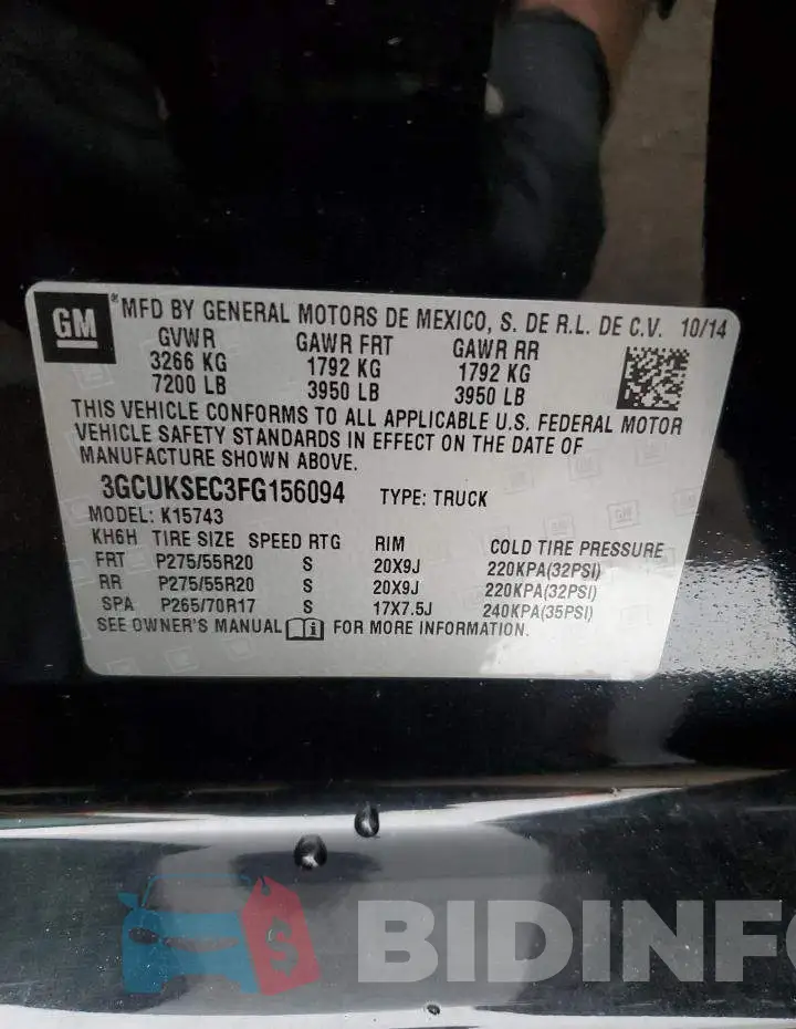 3GCUKSEC3FG156094 Photo# 12