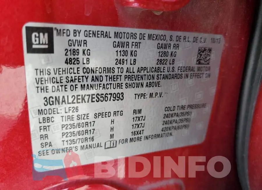 3GNAL2EK7ES567993 Photo# 13
