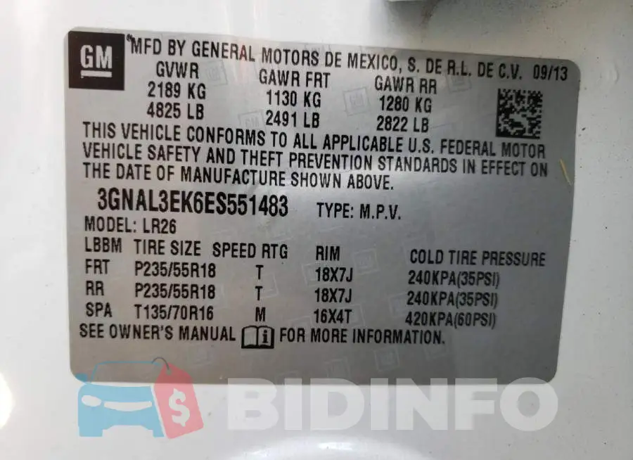 3GNAL3EK6ES551483 Photo# 13