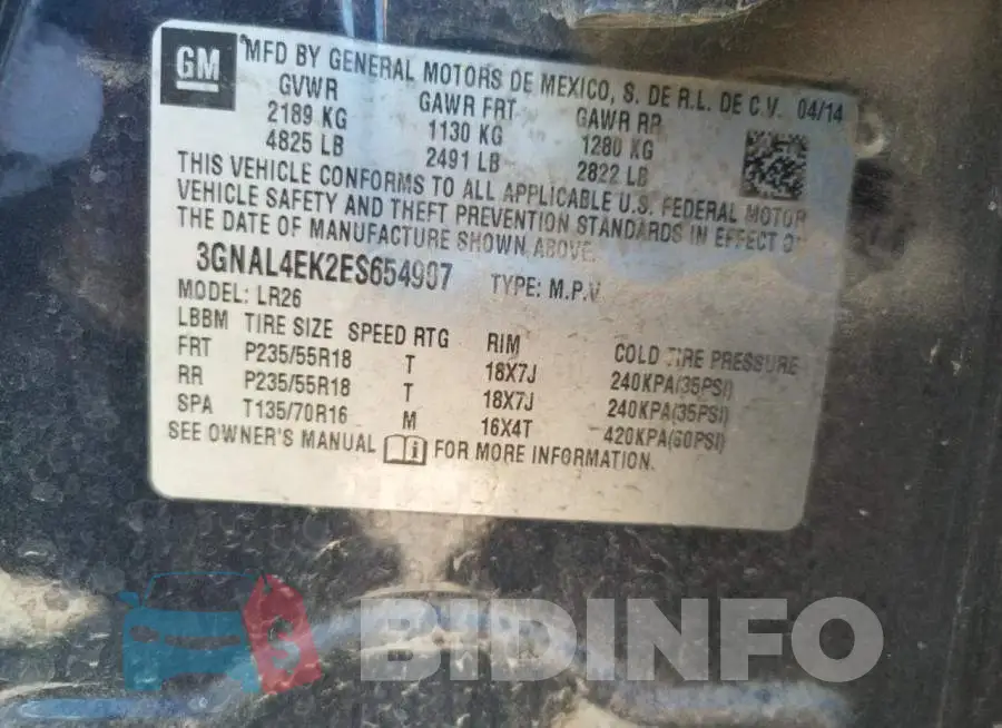 3GNAL4EK2ES654907 Photo# 12