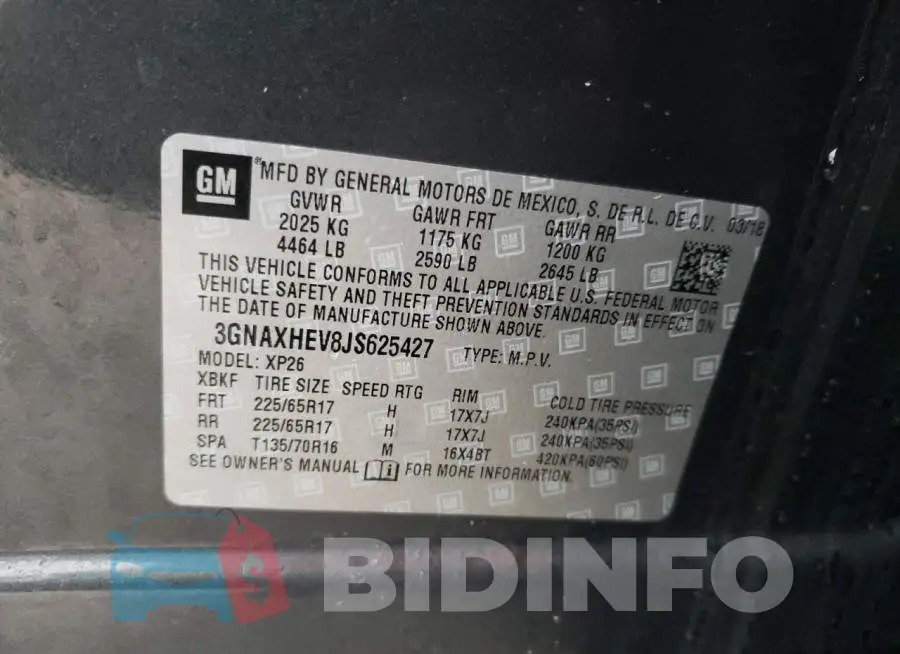 3GNAXHEV8JS625427 Photo# 13