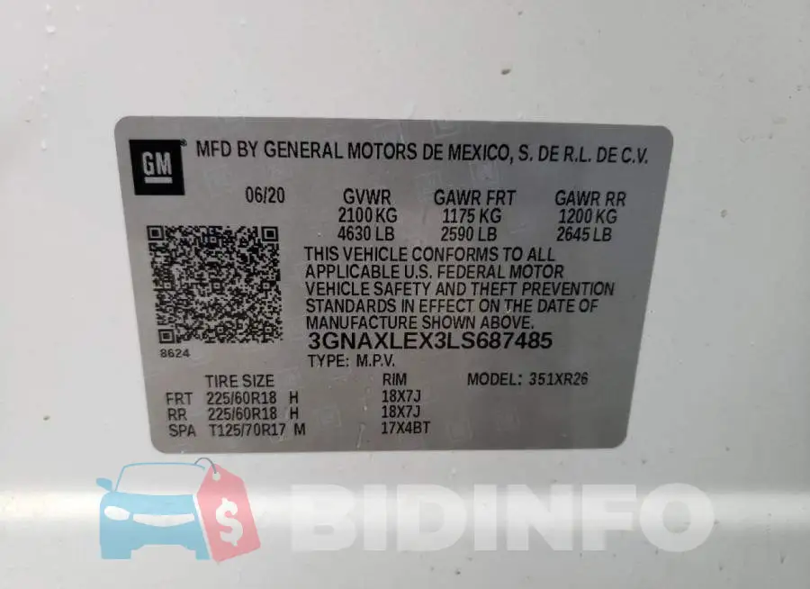 3GNAXLEX3LS687485 Photo# 14