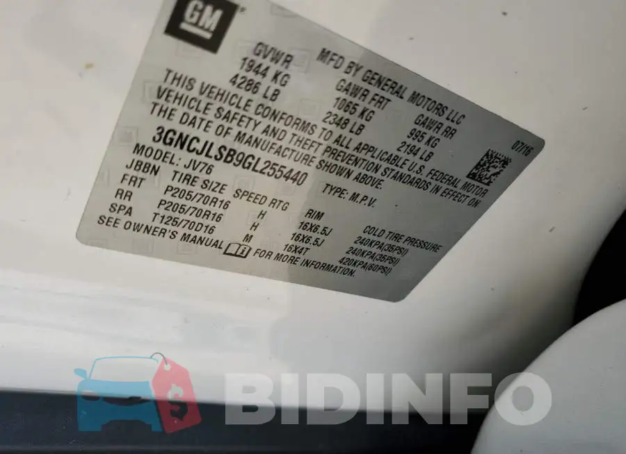 3GNCJLSB9GL255440 Photo# 14