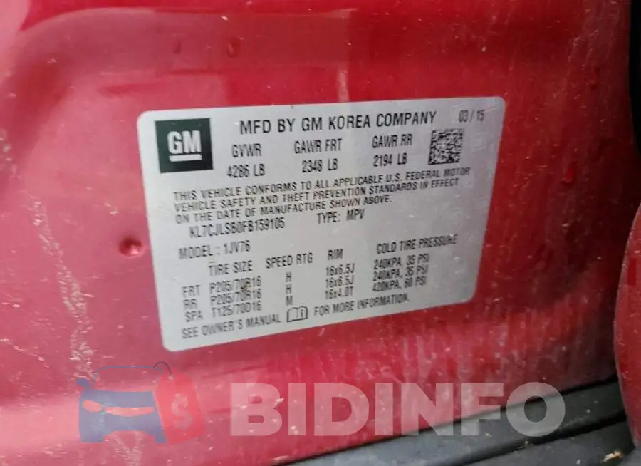 KL7CJLSB0FB159105 Photo# 13