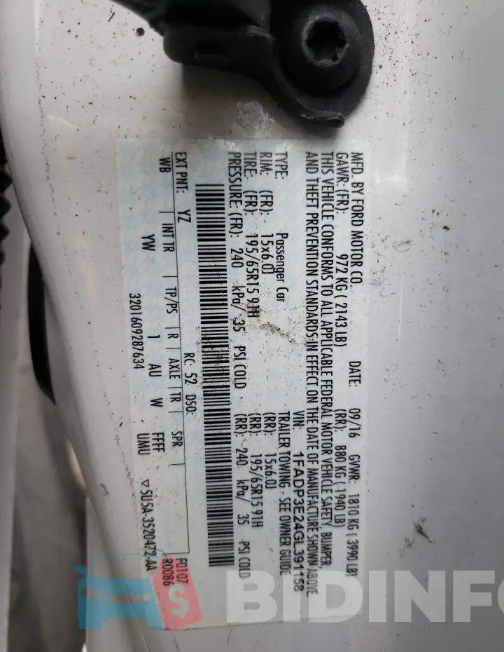 1FADP3E24GL391158 Photo# 13