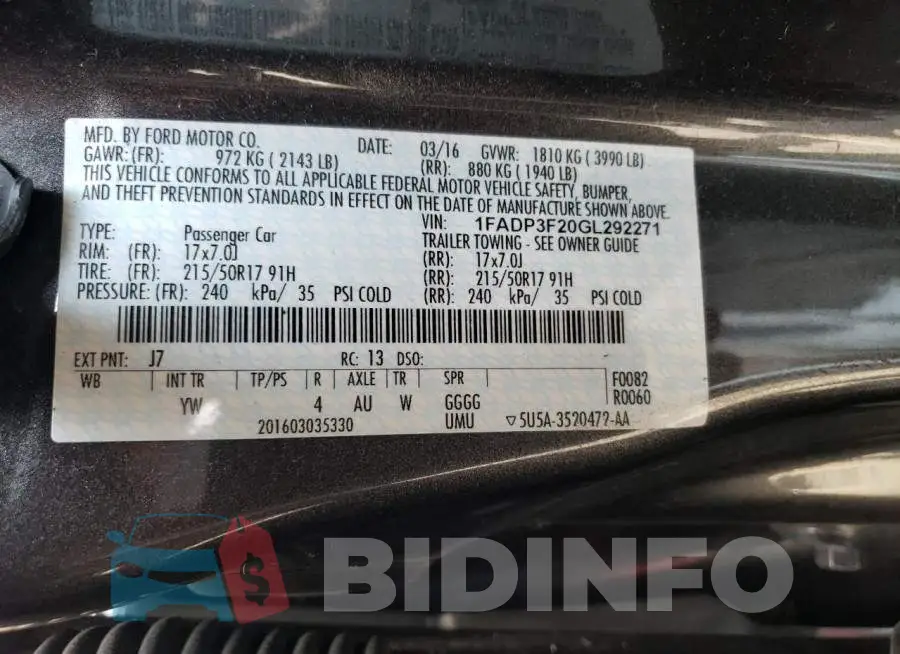 1FADP3F20GL292271 Photo# 12