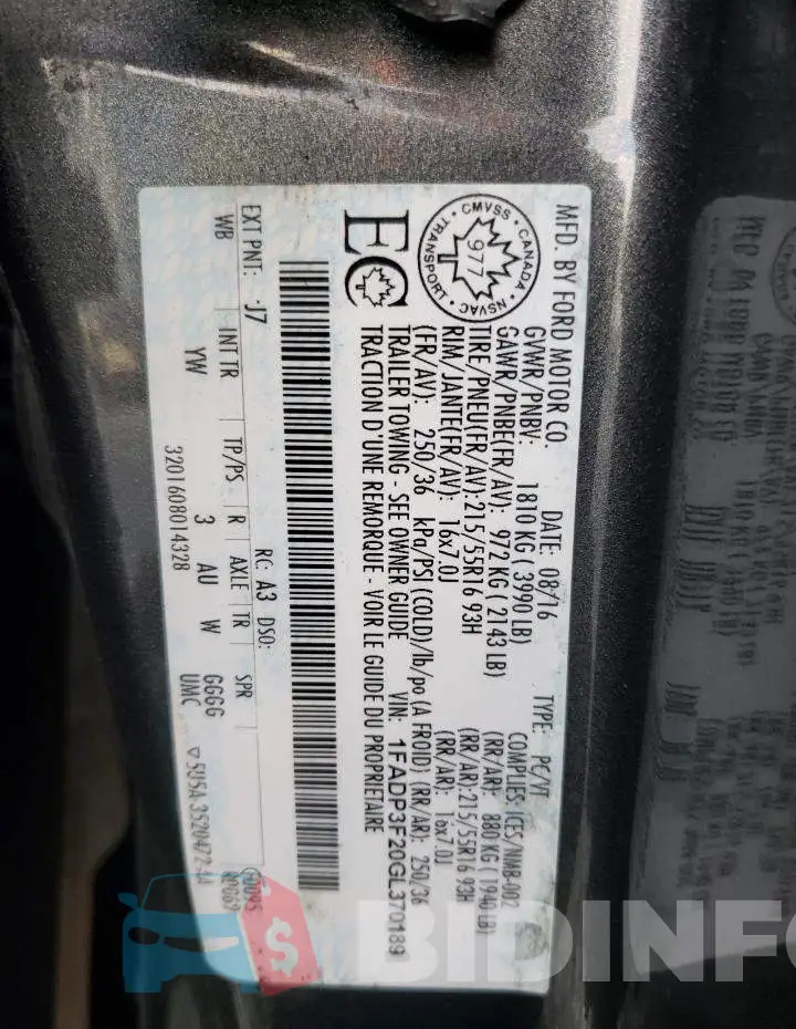 1FADP3F20GL370189 Photo# 12