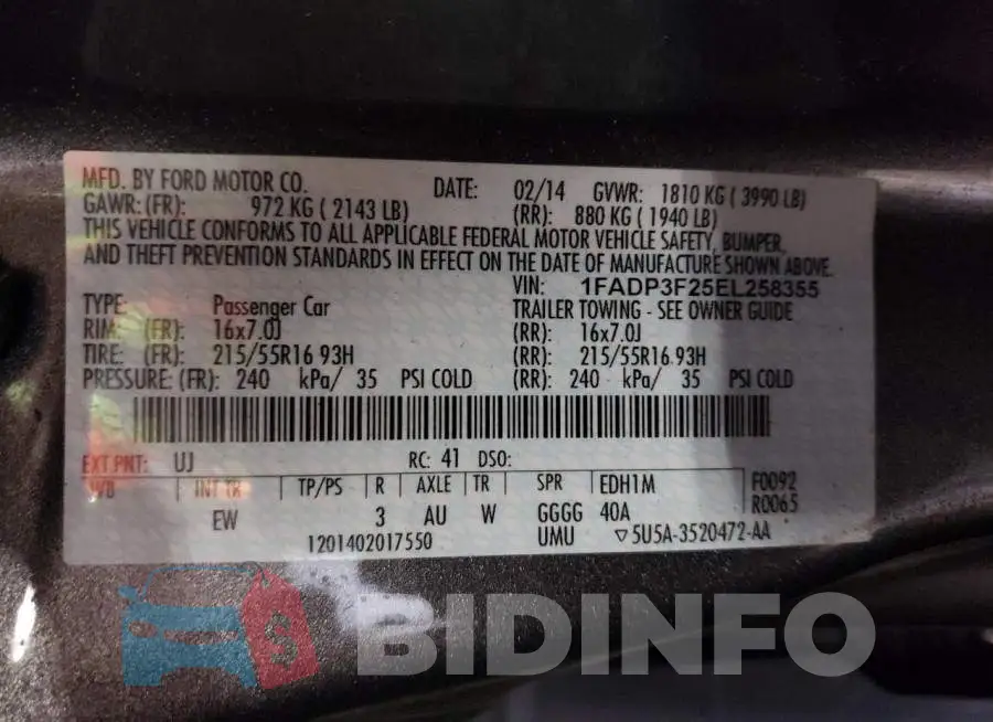 1FADP3F25EL258355 Photo# 12