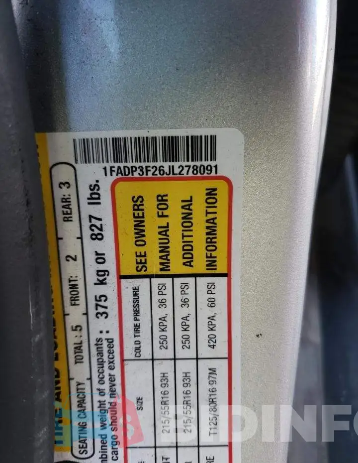 1FADP3F26JL278091 Photo# 12