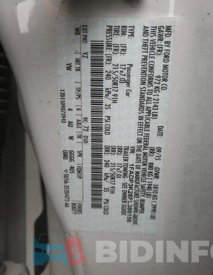 1FADP3K28FL386158 Photo# 13